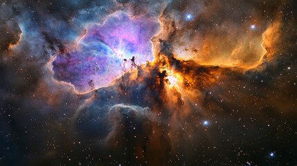 Poster - Vibrant nebula with cosmic dust and stars.