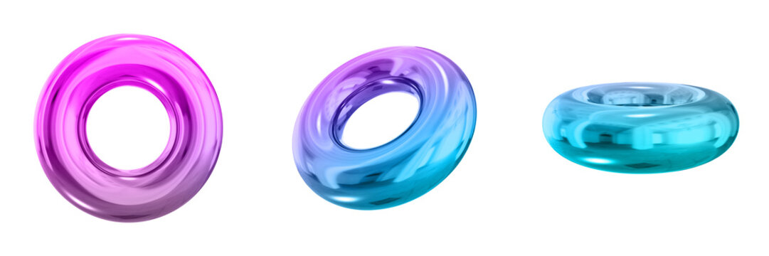 3D Chrome Metallic Abstract Shape Objects, 3d rendering steel gradient shape design element, futuristic, shiny design