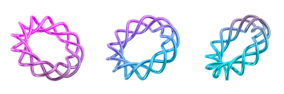 3D Chrome Metallic Abstract Shape Objects, 3d rendering steel gradient shape design element, futuristic, shiny design