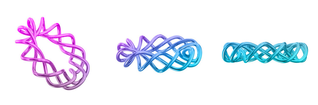 3D Chrome Metallic Abstract Shape Objects, 3d rendering steel gradient shape design element, futuristic, shiny design