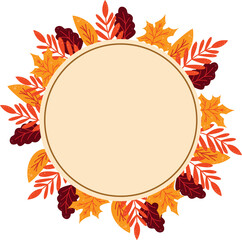 Leinwandbilder - Autumn Walnut Leaf Frame with Copy Space