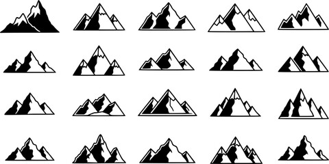 A bundle of Line art mountain vector icon style
