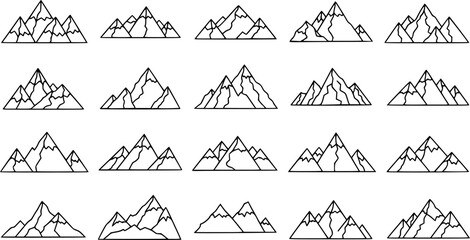 A bundle of Line art mountain vector icon style
