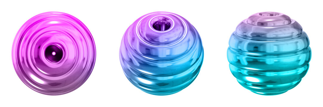 3D Chrome Metallic Abstract Shape Objects, 3d rendering steel gradient shape design element, futuristic, shiny design