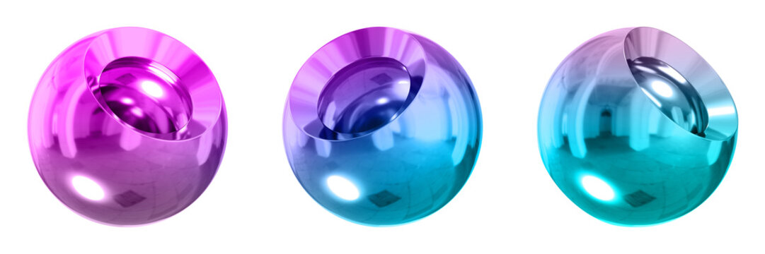 3D Chrome Metallic Abstract Shape Objects, 3d rendering steel gradient shape design element, futuristic, shiny design