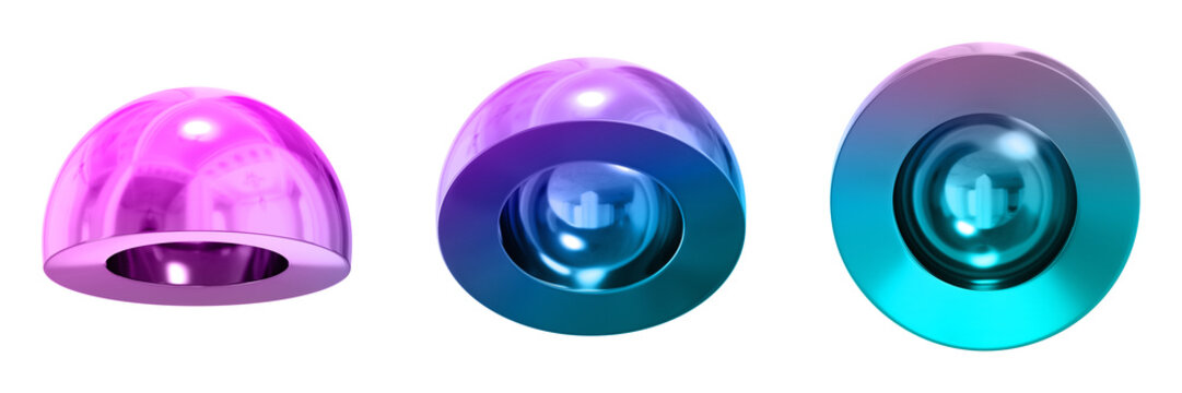 3D Chrome Metallic Abstract Shape Objects, 3d rendering steel gradient shape design element, futuristic, shiny design