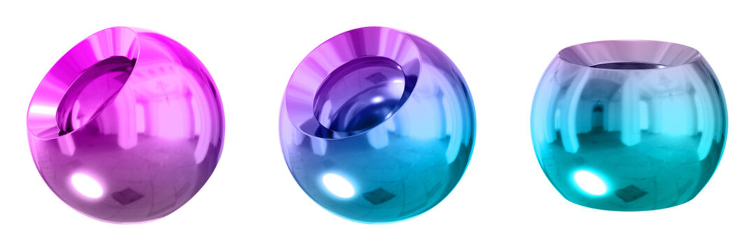 3D Chrome Metallic Abstract Shape Objects, 3d rendering steel gradient shape design element, futuristic, shiny design