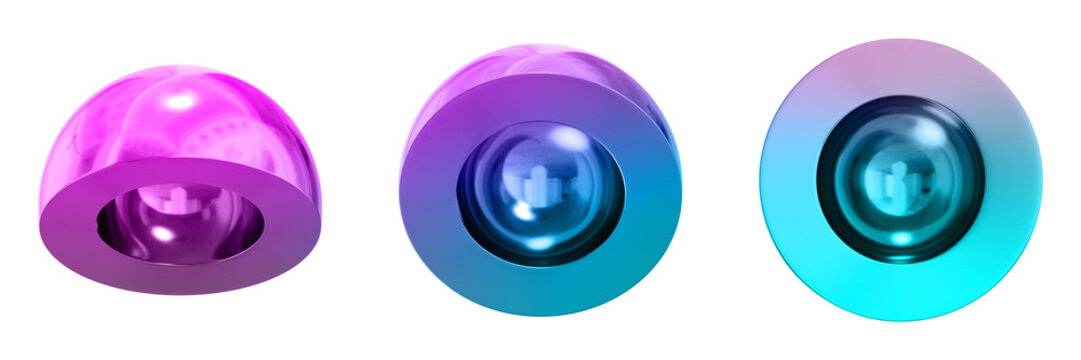 3D Chrome Metallic Abstract Shape Objects, 3d rendering steel gradient shape design element, futuristic, shiny design