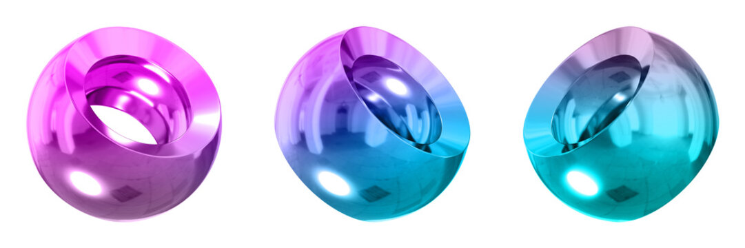 3D Abstract Shape Objects, 3d rendering metallic gradient shape design element, futuristic, shiny design
