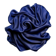 Poster - Luxurious blue satin fabric, elegantly draped and twisted, showcasing smooth texture and rich color, perfect for fashion or decor