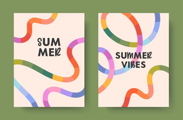 Wall Mural - summer abstract backgrounds with bright rainbow lines.modern illustrations with colorful shapes.summ