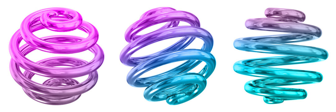 3D Abstract Shape Objects, 3d rendering metallic gradient shape design element, futuristic, shiny design
