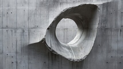 Poster - Abstract circular hole in a rough concrete wall.