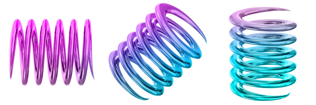 3D Abstract Shape Objects, 3d rendering metallic gradient shape design element, futuristic, shiny design
