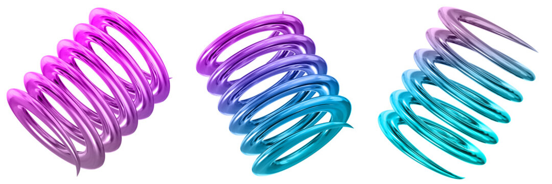 3D Abstract Shape Objects, 3d rendering metallic gradient shape design element, futuristic, shiny design
