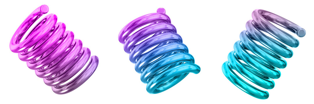 3D Abstract Shape Objects, 3d rendering metallic gradient shape design element, futuristic, shiny design
