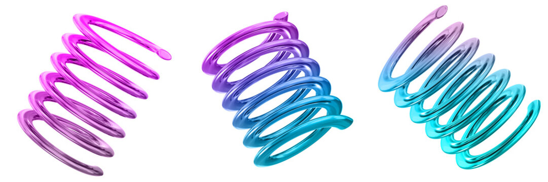 3D Abstract Shape Objects, 3d rendering metallic gradient shape design element, futuristic, shiny design
