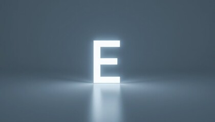 Poster - Illuminated letter E in a dark room representing the alphabet and education