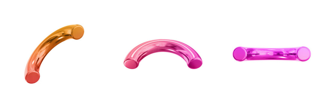 3D Abstract Shape Objects, 3d rendering metallic gradient shape design element, futuristic, shiny design
