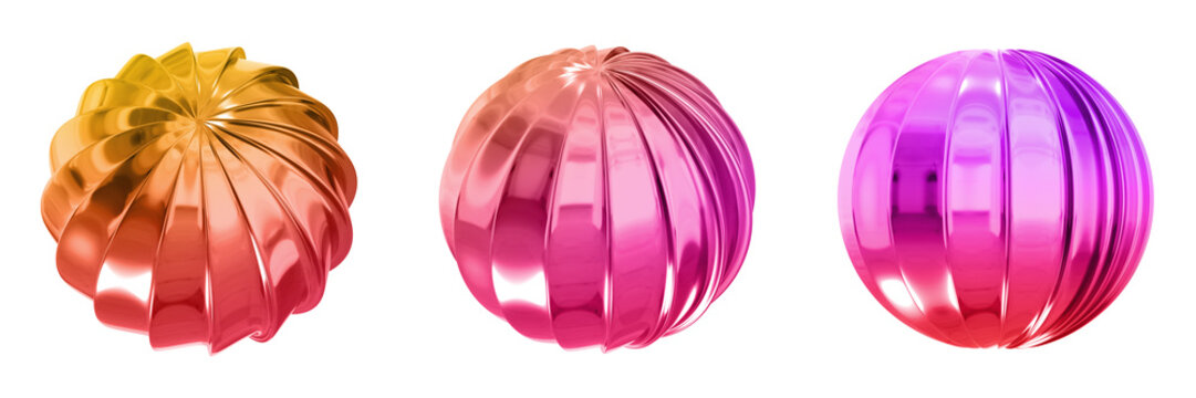 3D Abstract Shape Objects, 3d rendering metallic gradient shape design element, futuristic, shiny design
