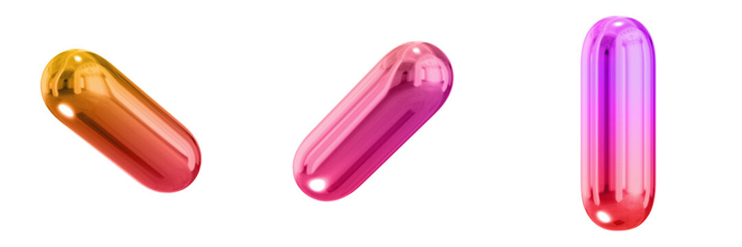 3D Abstract Shape Objects, 3d rendering metallic gradient shape design element, futuristic, shiny design
