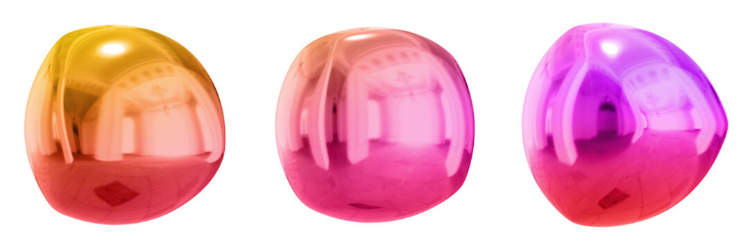 3D Abstract Shape Objects, 3d rendering metallic gradient shape design element, futuristic, shiny design
