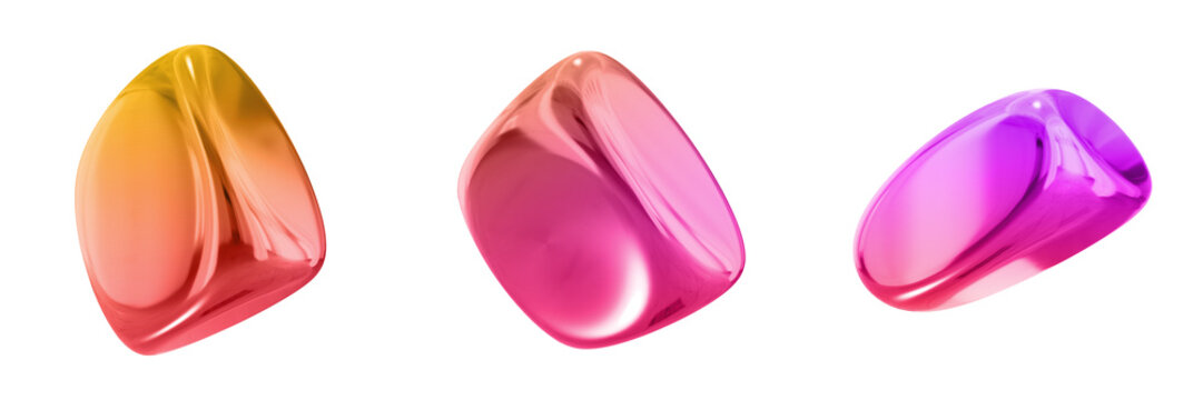 3D Abstract Shape Objects, 3d rendering metallic gradient shape design element, futuristic, shiny design
