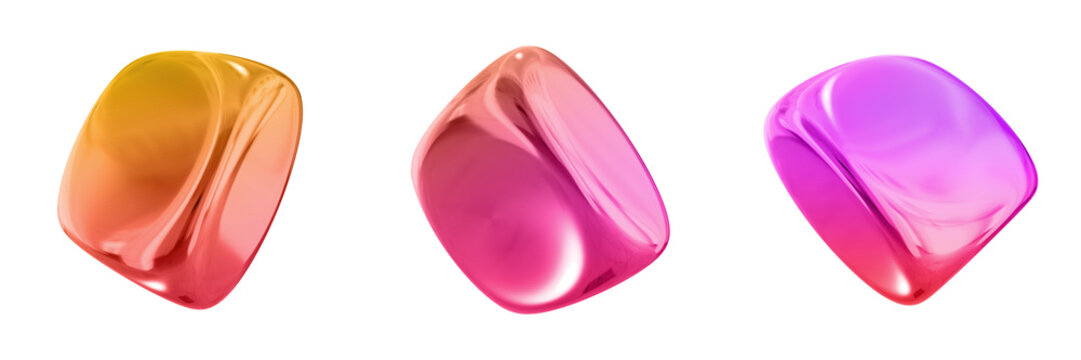 3D Abstract Shape Objects, 3d rendering metallic gradient shape design element, futuristic, shiny design
