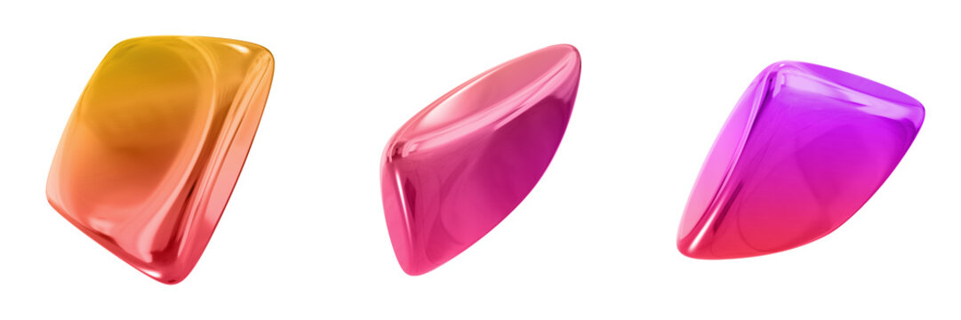 3D Abstract Shape Objects, 3d rendering metallic gradient shape design element, futuristic, shiny design
