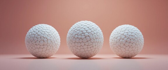 Poster - Three Textured Spheres in a Minimalist Composition on a Pink Background