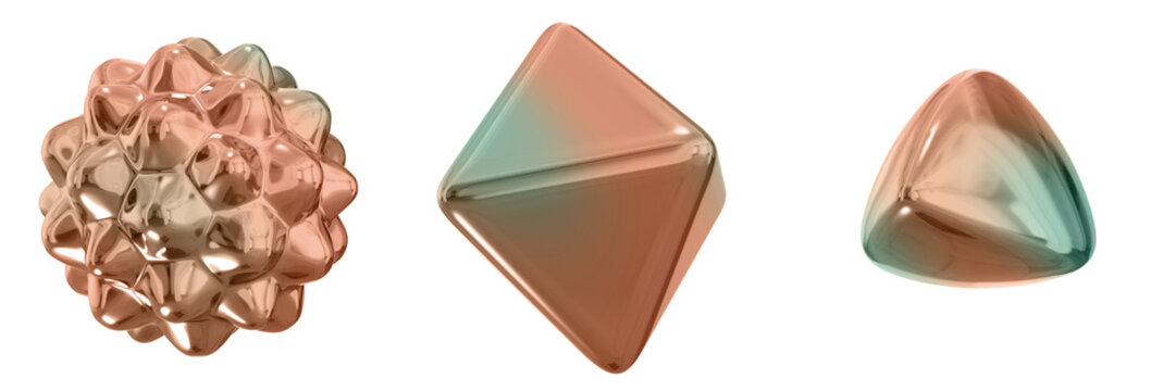 3D Abstract Shape Objects, 3d rendering metallic gradient shape design element, futuristic, shiny design
