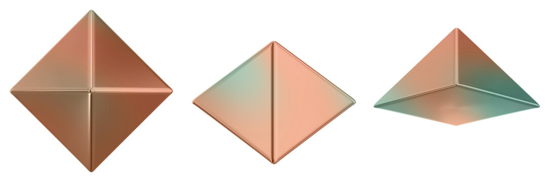 3D Abstract Shape Objects, 3d rendering metallic gradient shape design element, futuristic, shiny design
