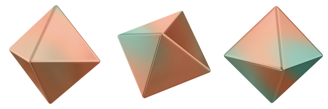 3D Abstract Shape Objects, 3d rendering metallic gradient shape design element, futuristic, shiny design
