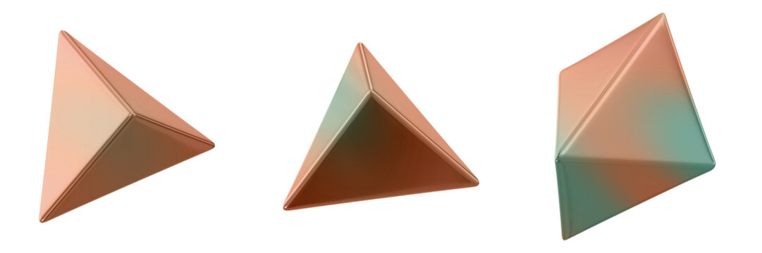 3D Abstract Shape Objects, 3d rendering metallic gradient shape design element, futuristic, shiny design
