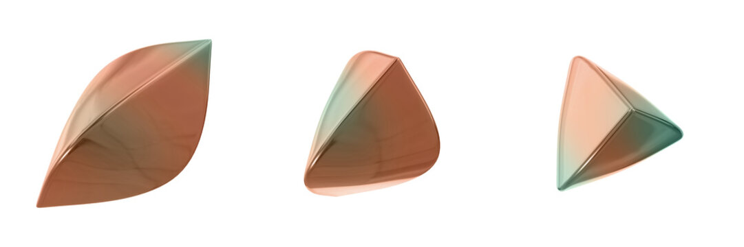 3D Abstract Shape Objects, 3d rendering metallic gradient shape design element, futuristic, shiny design
