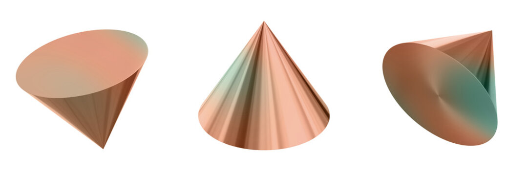 3D Abstract Shape Objects, 3d rendering metallic gradient shape design element, futuristic, shiny design
