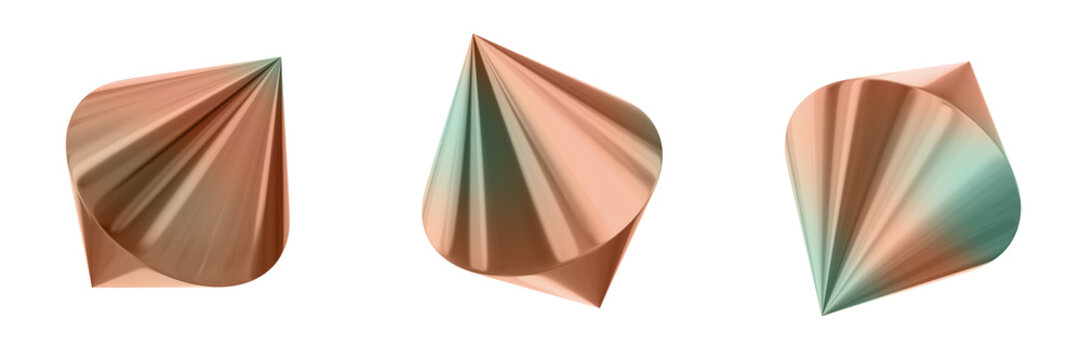 3D Abstract Shape Objects, 3d rendering metallic gradient shape design element, futuristic, shiny design
