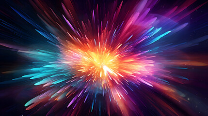 Aufkleber - Colorful Abstract Explosion with Vivid and Dynamic Light Streaks Design