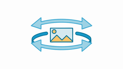 Poster - Rotating image icon with landscape picture and arrows indicating a circular direction movement view