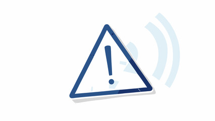 Fototapete - Blue warning sign with exclamation point and light blue signal waves on a white background image view