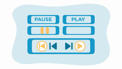 Poster - a media player interface with pause play and navigation controls icons design