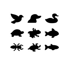 Poster - Silhouettes of various animals arranged in a grid pattern