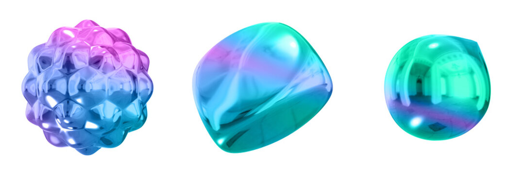 3D Abstract Shape Objects, 3d rendering metallic gradient shape design element, futuristic, shiny design