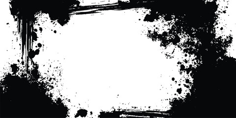 Poster - Grunge black frame on white background. Vector black square grunge frame on a transparent background.