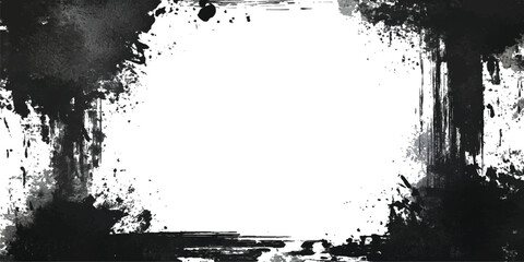 Poster - Grunge black frame on white background. Vector black square grunge frame on a transparent background.