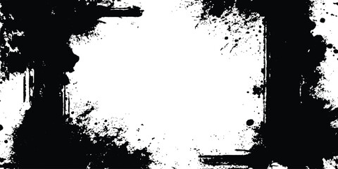 Poster - Grunge black frame on white background. Vector black square grunge frame on a transparent background.
