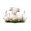 © Jidapa - Watercolor icon of a sleepy lamb resting in flowers