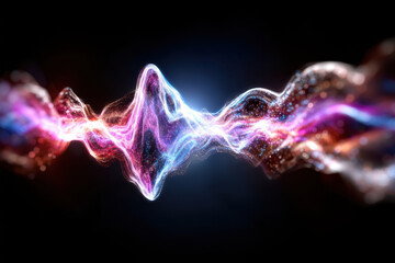Poster - Colorful wave pattern illustrates sound vibrations in an abstract digital art piece