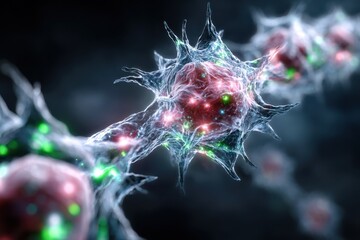 Poster - Detailed view of cellular structures engaged in biochemical interactions