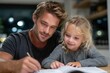 © YouraPechkin - Father and daughter enjoying homework time during evening at home